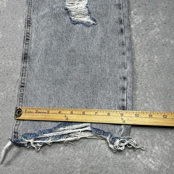 Avec Les Filles Jeans Womens Size 26 Blue Ripped High Waisted Flare Leg Denim - Picture 7 of 14
